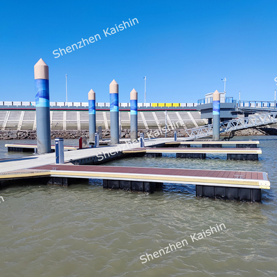 Long-Lasting Marine Floating Docks With LLDPE Floats Pile Cap For Floating Pontoon Bridge Use