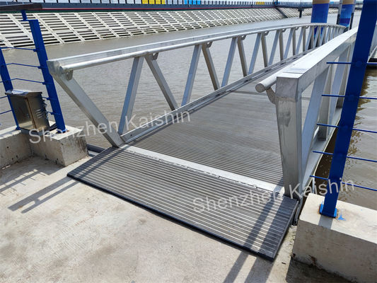 Marine Aluminum Gangway with Marine-grade Aluminum Alloy 6061 T6, 1.1m Height Handrails, and WPC Decking for Floating Dock Access